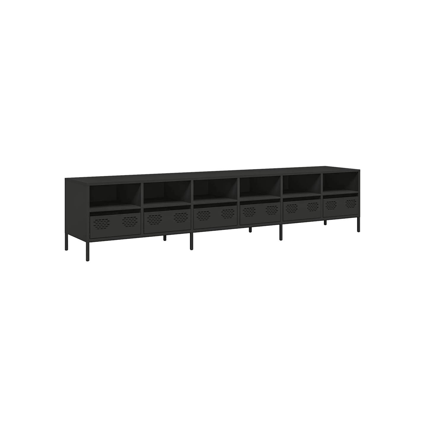 Meuble TV noir 202x39x43,5 cm acier laminé à froid