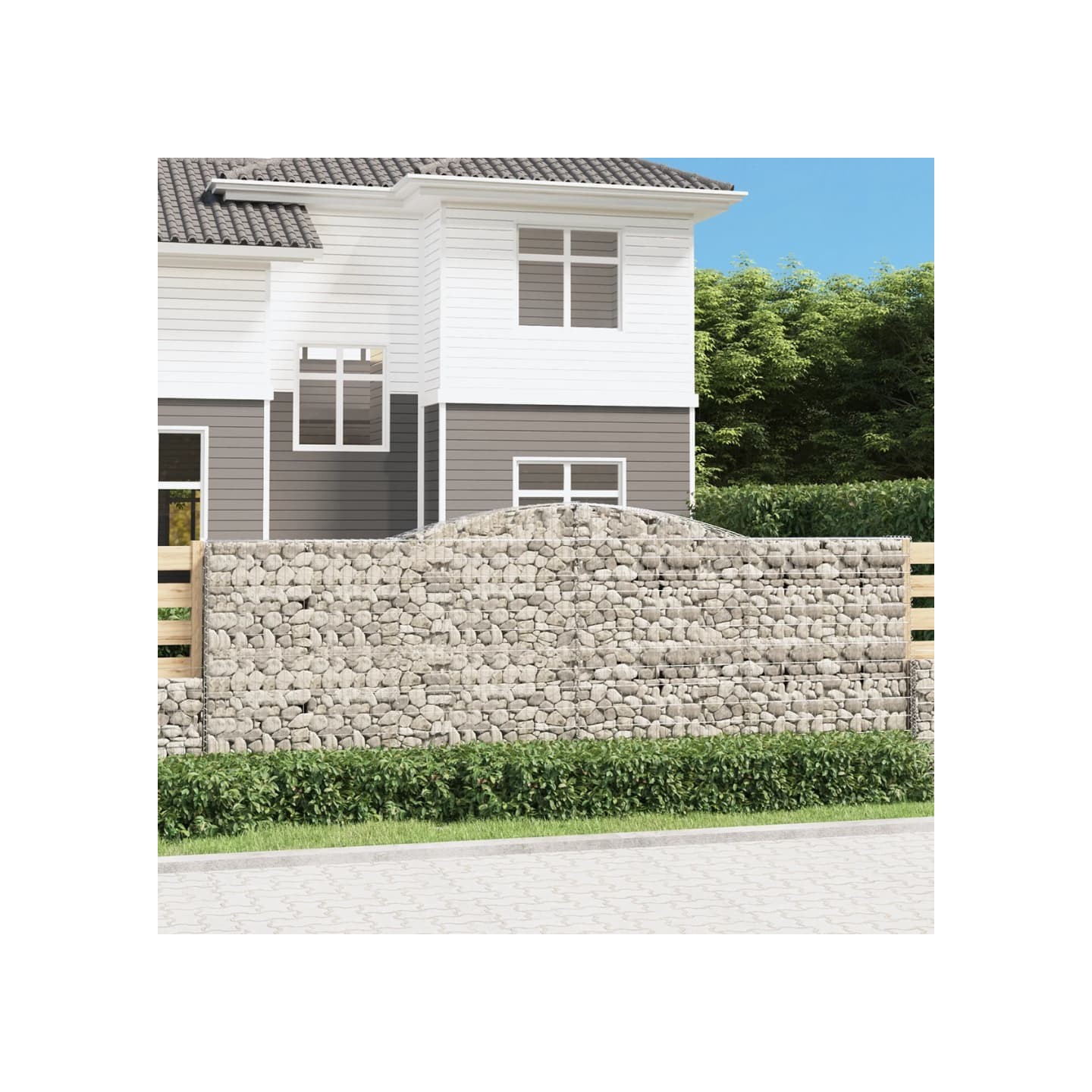 Paniers à gabions arqués 9 pcs 400x50x140/160 cm Fer galvanisé