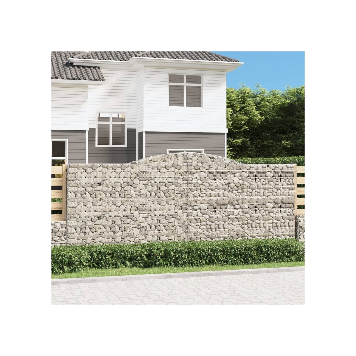 Paniers à gabions arqués 4 pcs 400x50x160/180 cm fer galvanisé