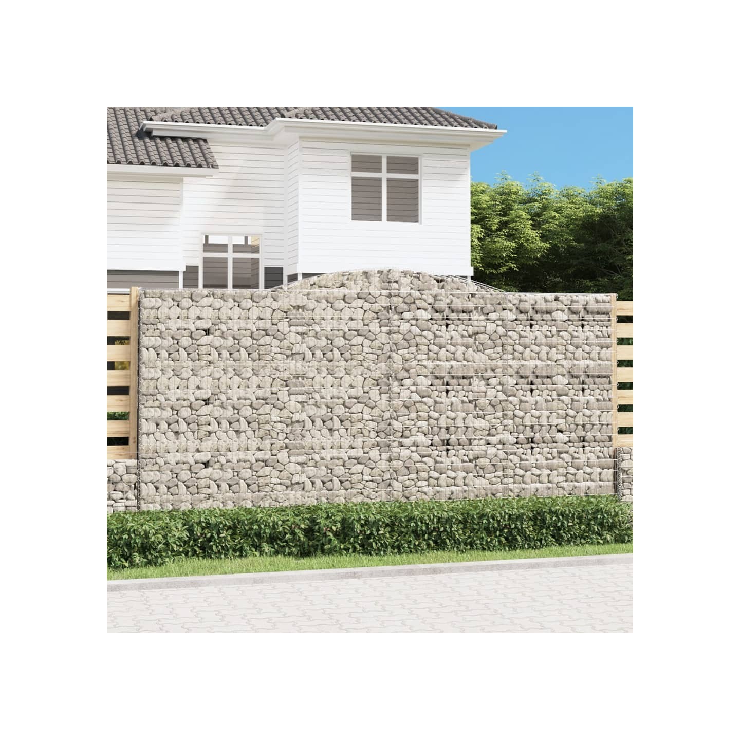 Paniers à gabions arqués 7 pcs 400x50x200/220 cm Fer galvanisé