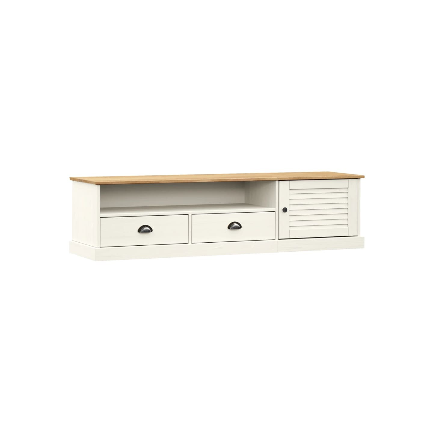 Meuble TV VIGO blanc 156x40x40 cm bois massif de pin