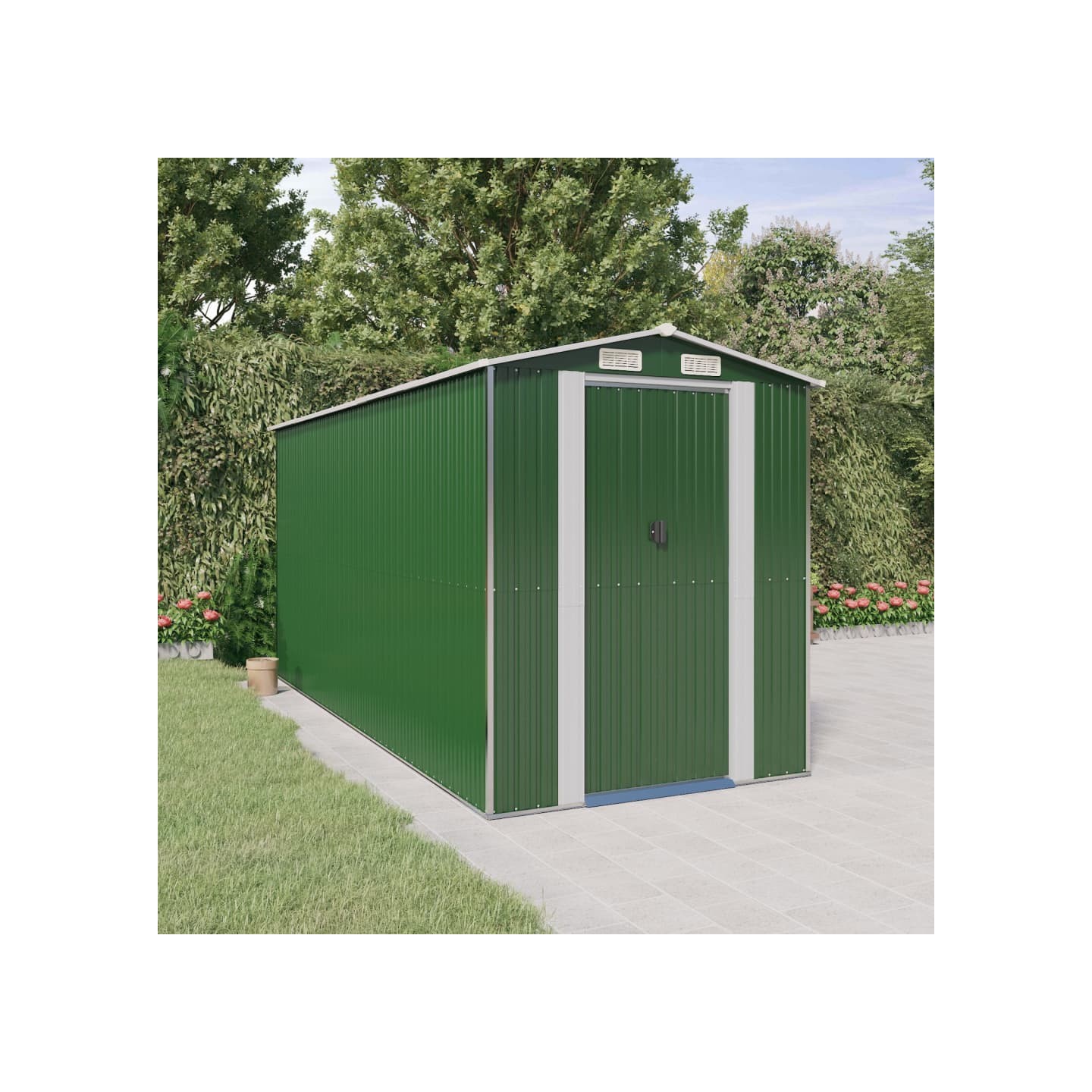 Abri de jardin Vert 192x440x223 cm Métal galvanisé