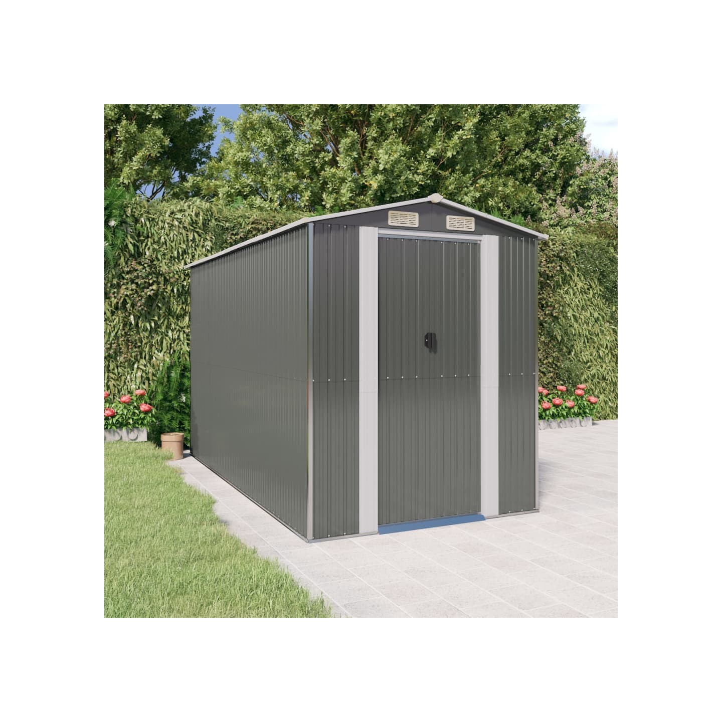 Abri de jardin Gris clair 192x357x223 cm Métal galvanisé