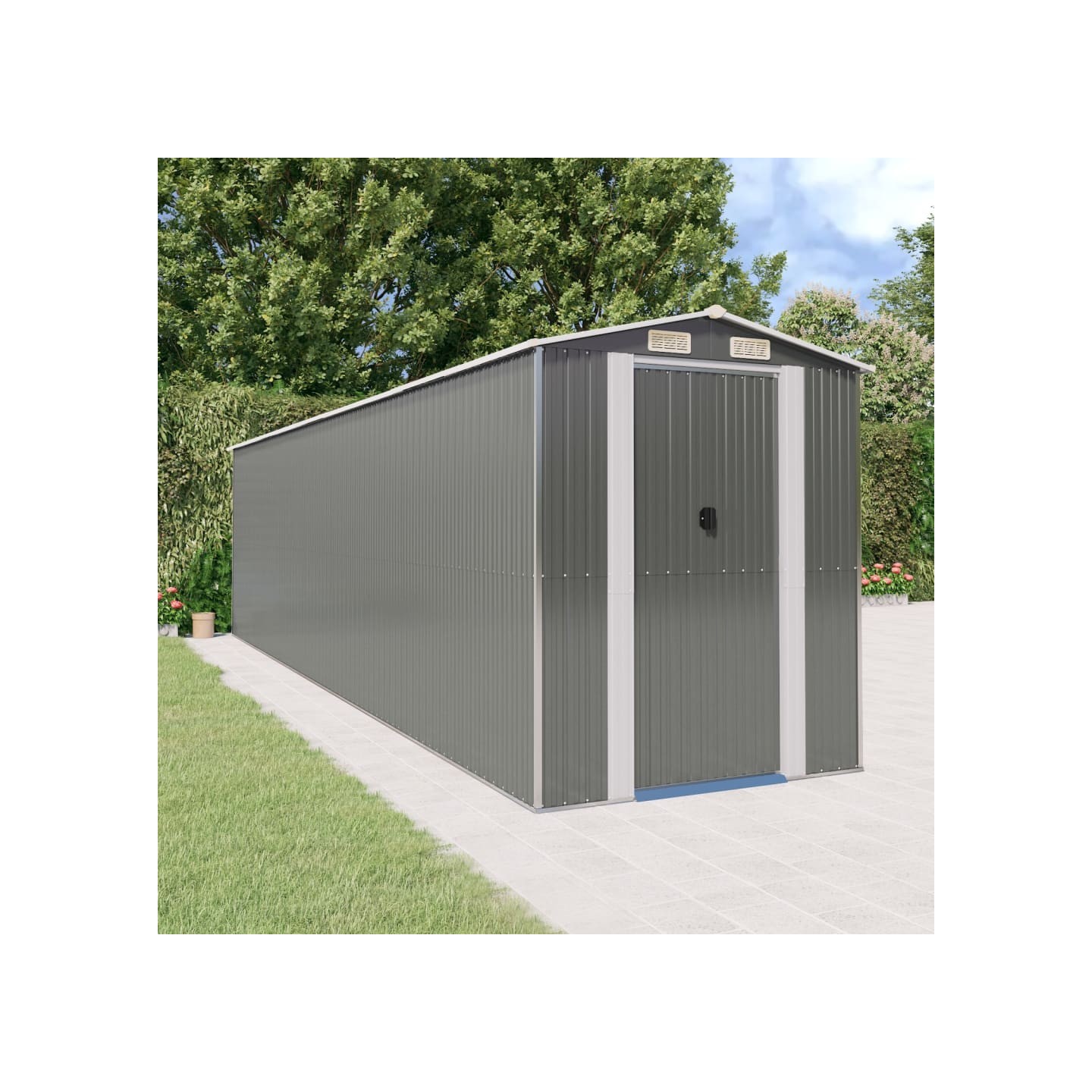 Abri de jardin Gris clair 192x772x223 cm Métal galvanisé