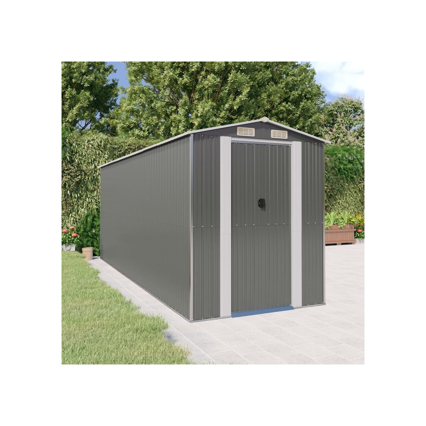 Abri de jardin Gris clair 192x523x223 cm Métal galvanisé