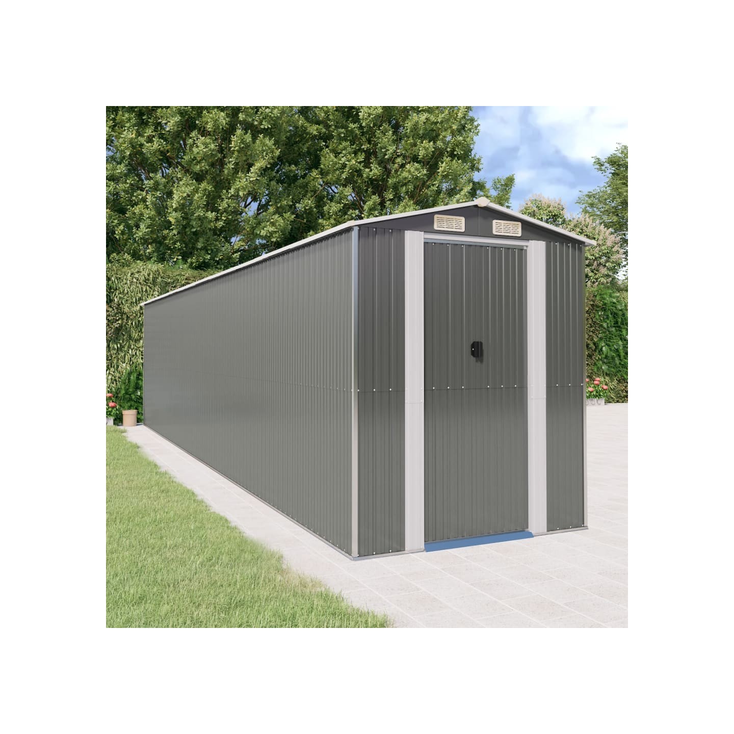Abri de jardin Gris clair 192x855x223 cm Métal galvanisé
