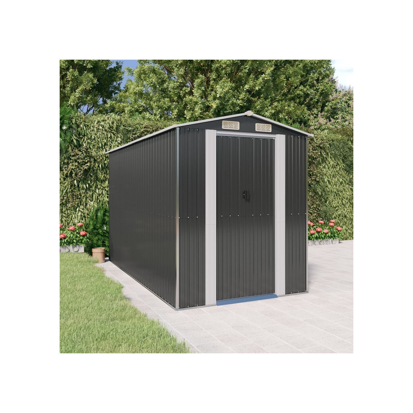 Abri de jardin Anthracite 192x357x223 cm Métal galvanisé