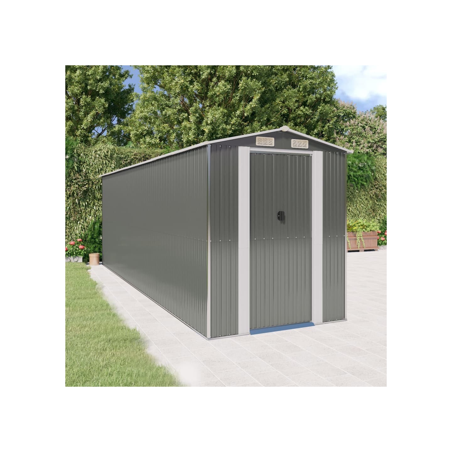 Abri de jardin Gris clair 192x606x223 cm Métal galvanisé