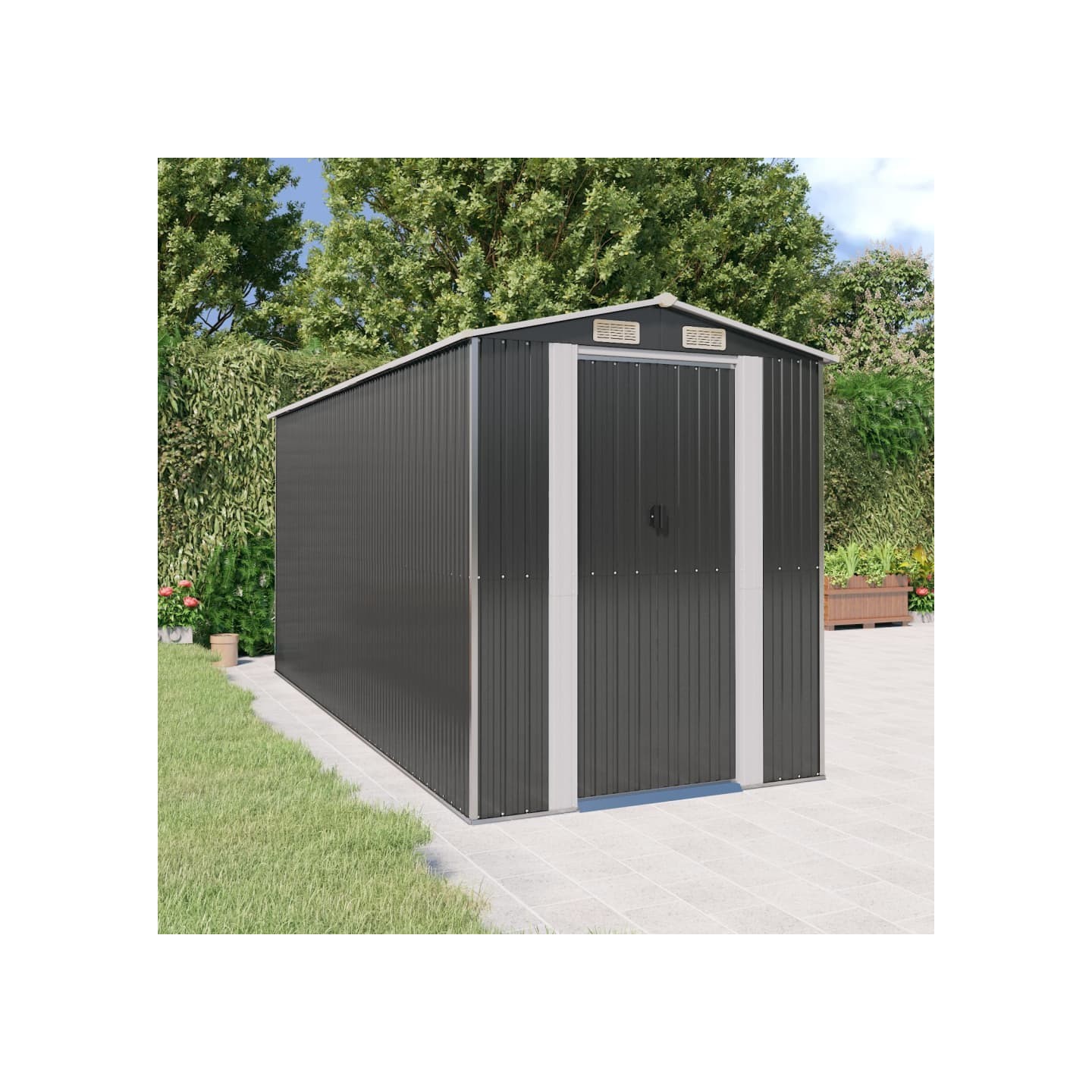 Abri de jardin Anthracite 192x440x223 cm Métal galvanisé