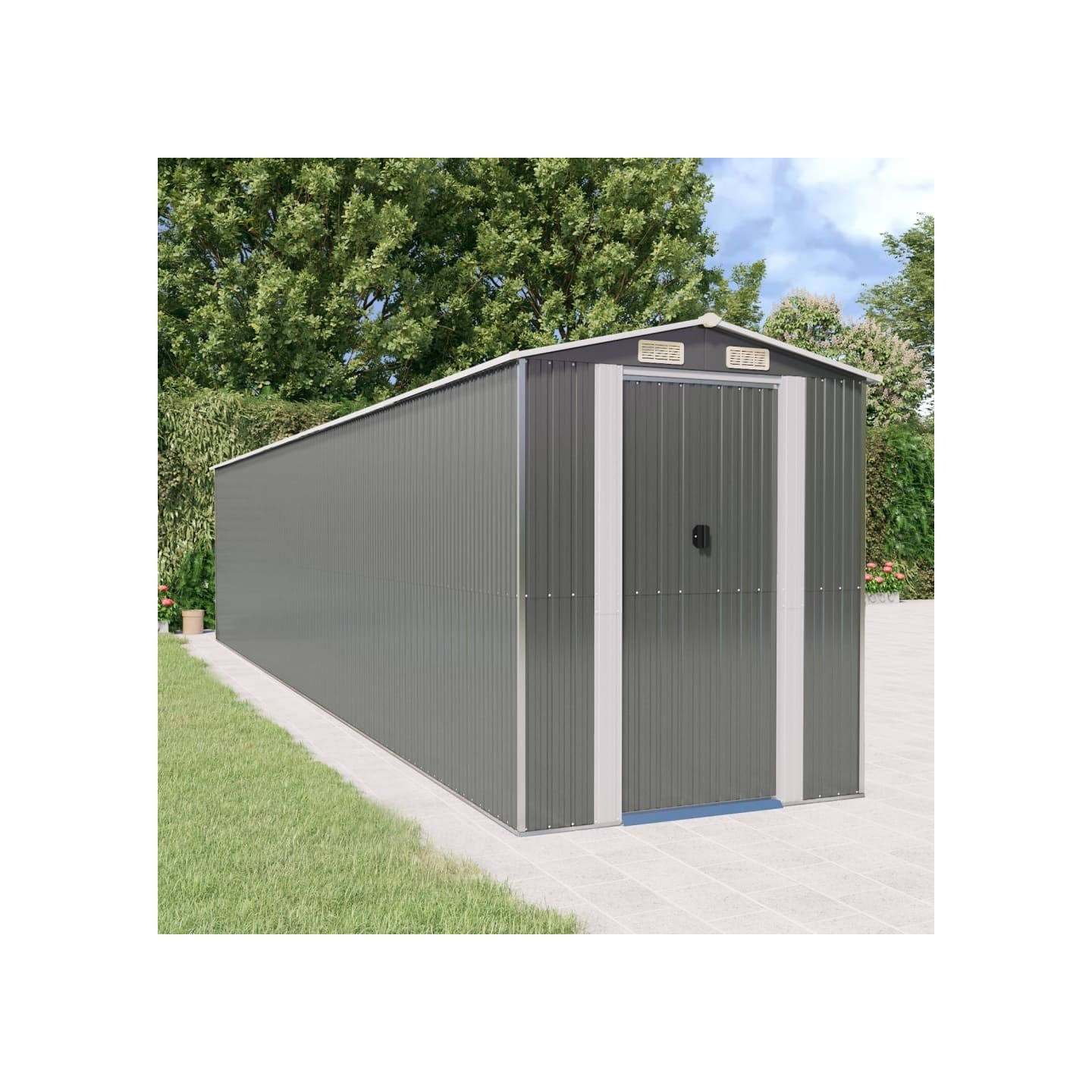 Abri de jardin Gris clair 192x938x223 cm Métal galvanisé