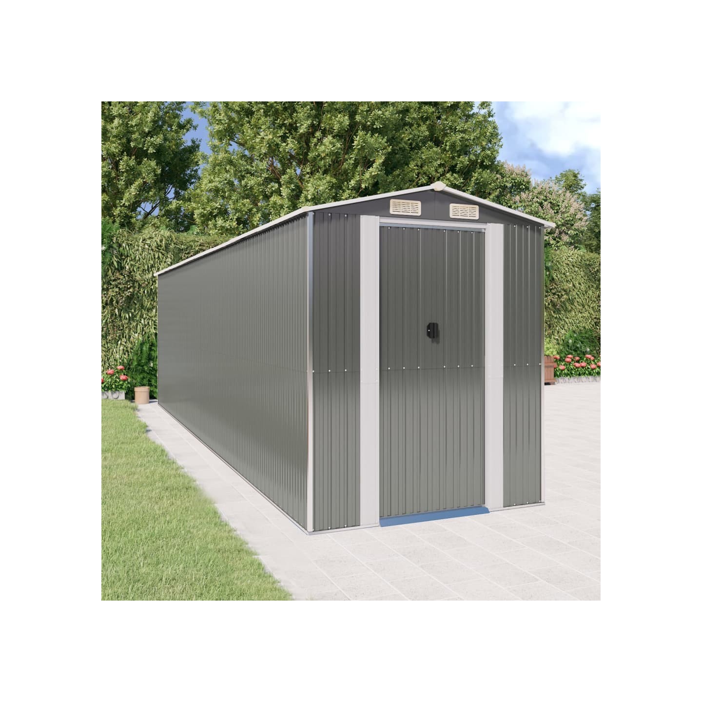 Abri de jardin Gris clair 192x689x223 cm Métal galvanisé