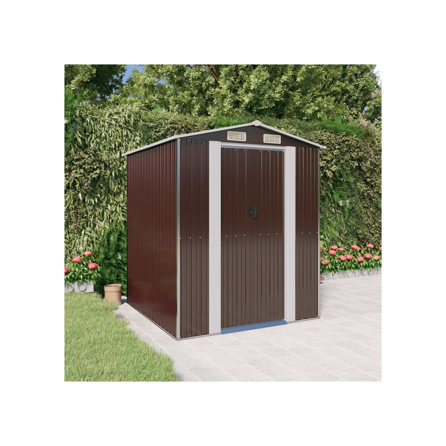 Abri de jardin Marron foncé 192x191x223 cm Métal galvanisé
