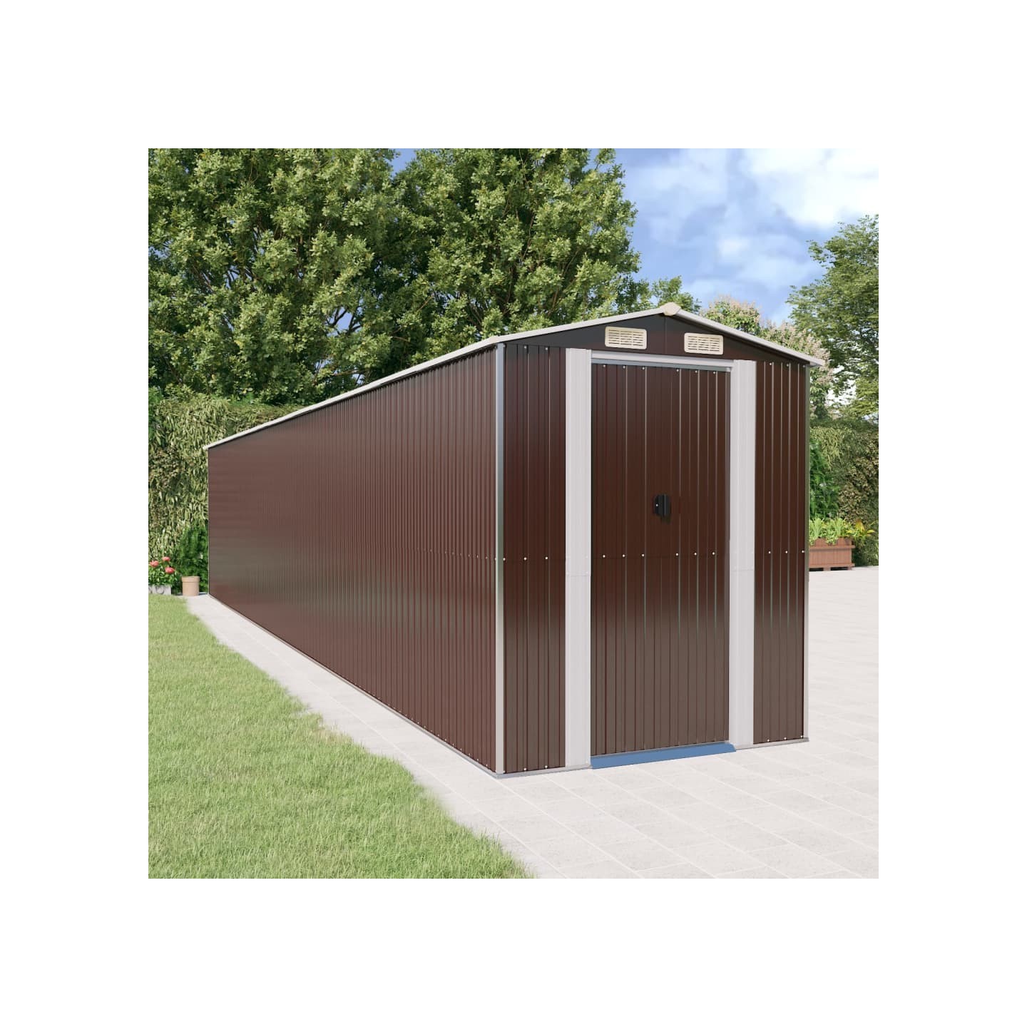 Abri de jardin Marron foncé 192x1021x223 cm Métal galvanisé