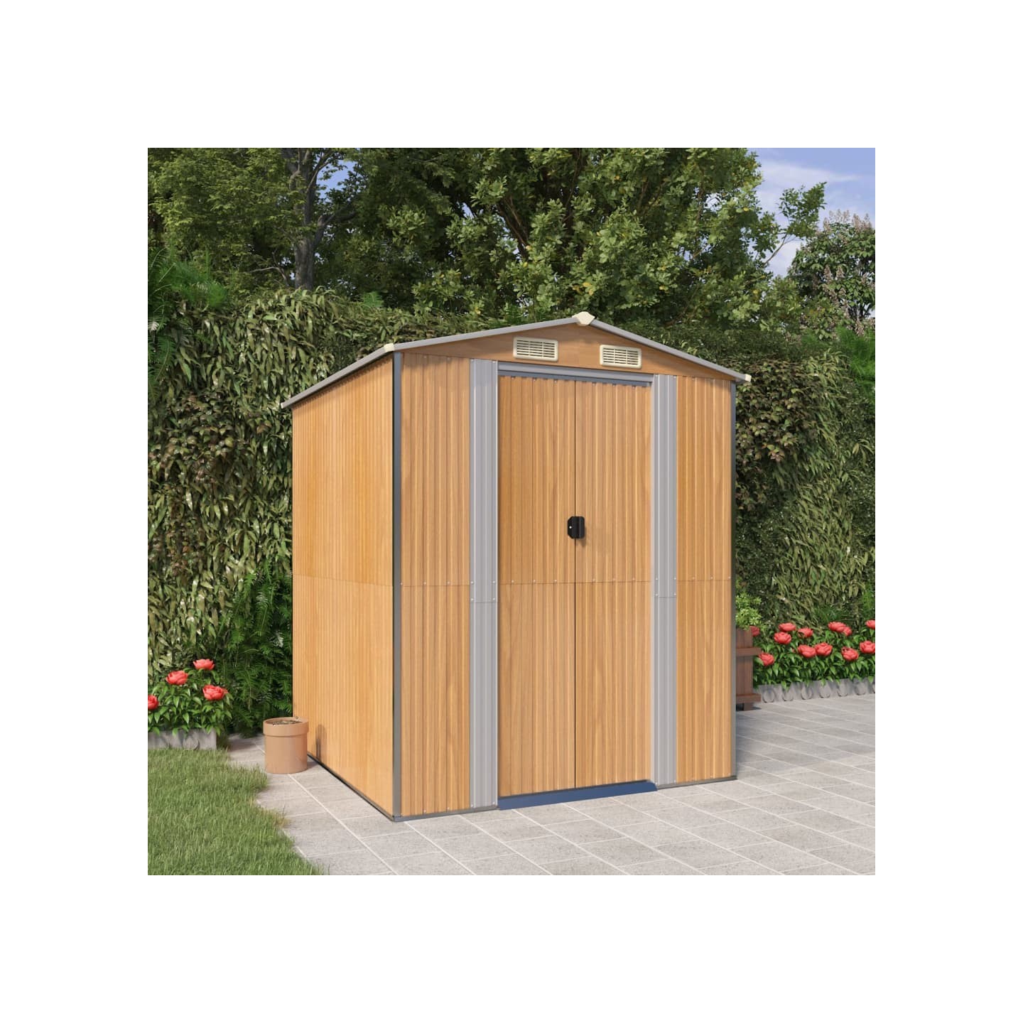 Abri de jardin Marron clair 192x191x223 cm Métal galvanisé