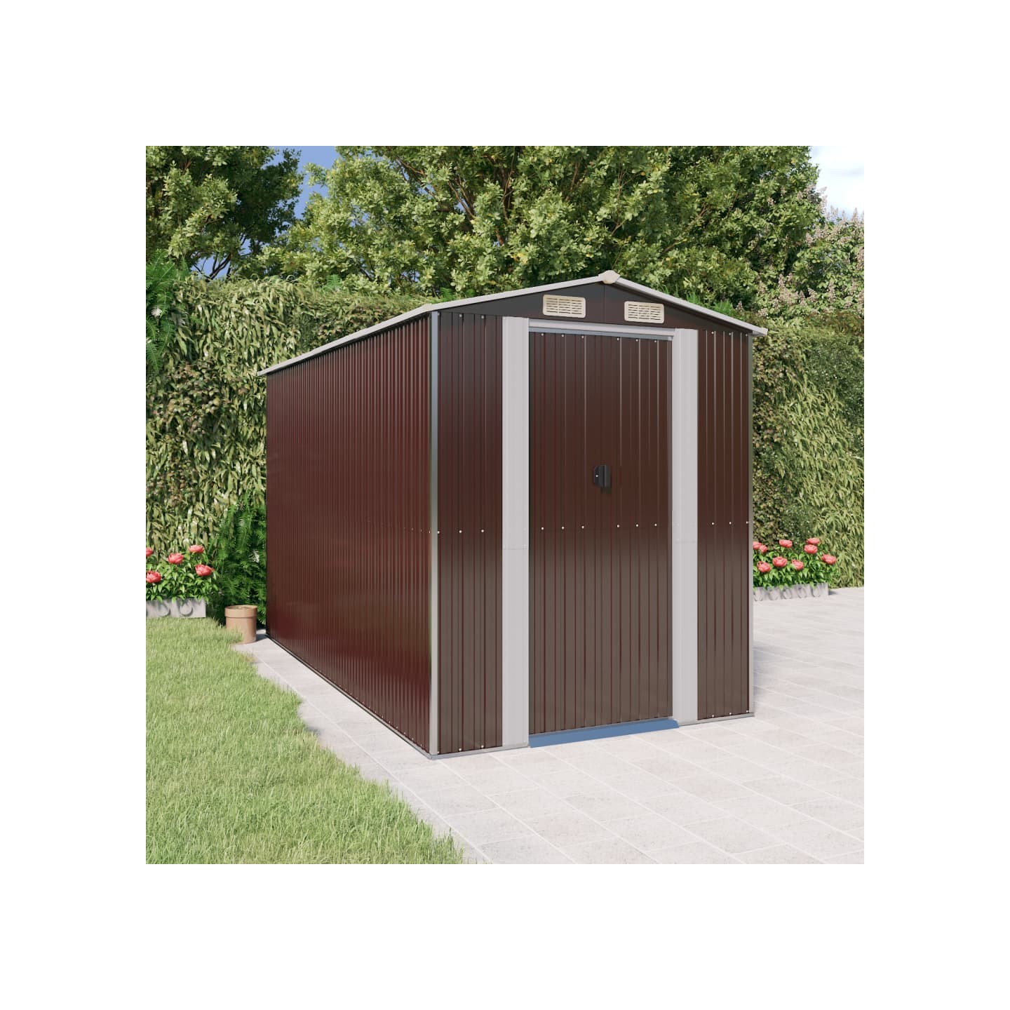 Abri de jardin Marron foncé 192x357x223 cm Métal galvanisé