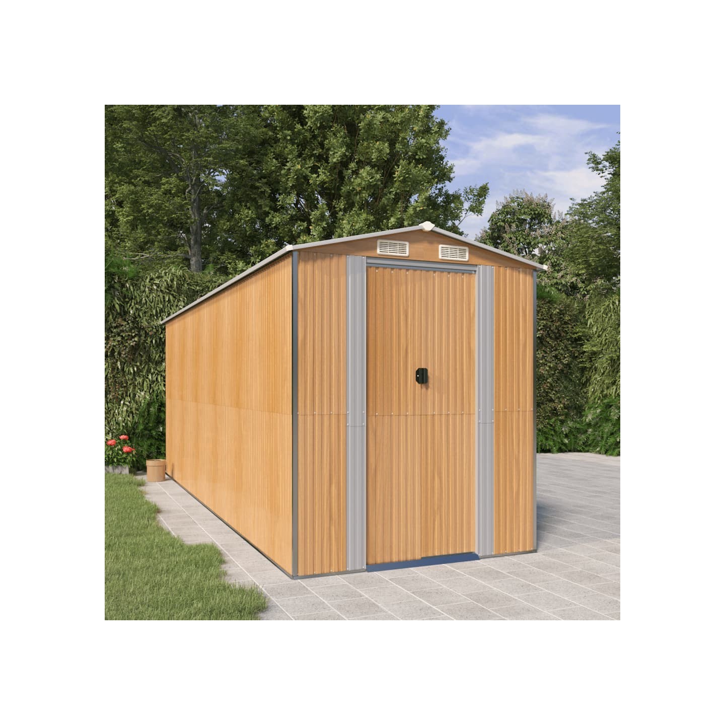 Abri de jardin Marron clair 192x523x223 cm Métal galvanisé