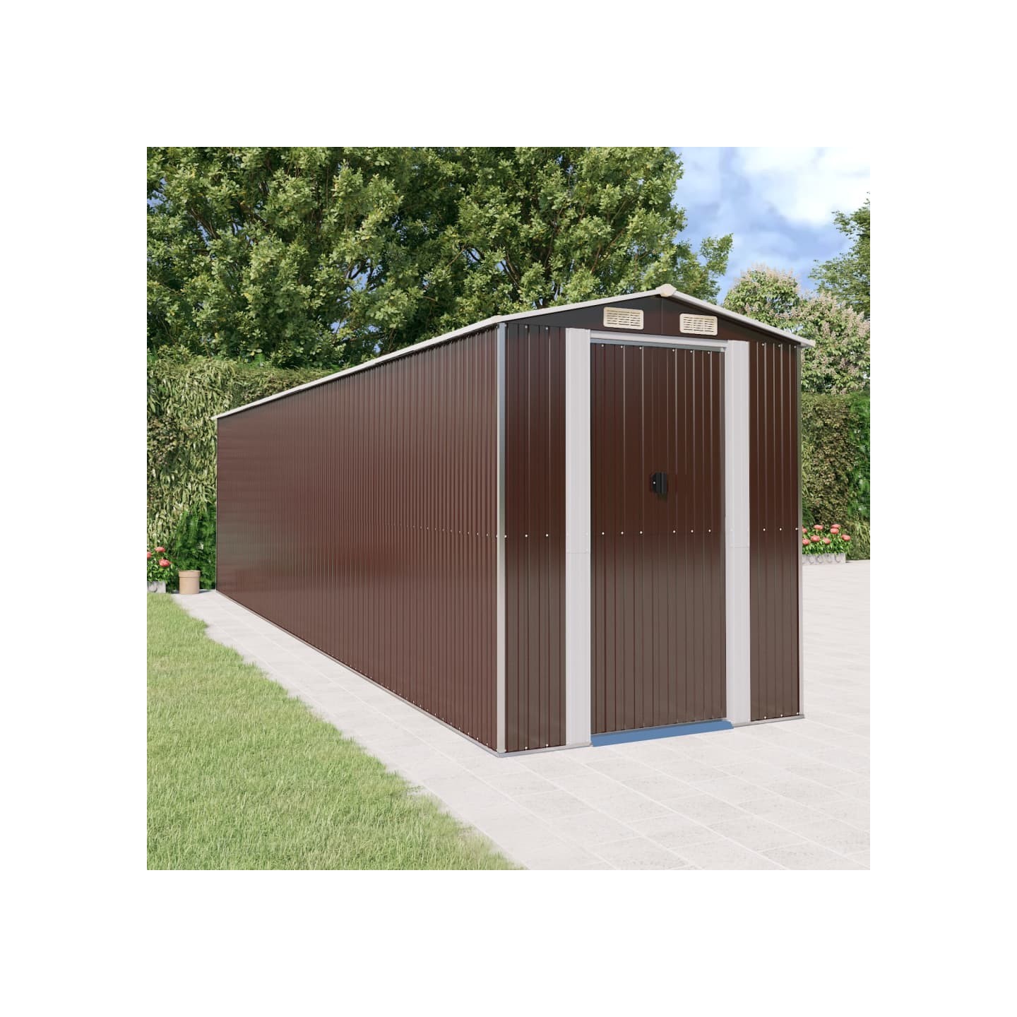 Abri de jardin Marron foncé 192x772x223 cm Métal galvanisé