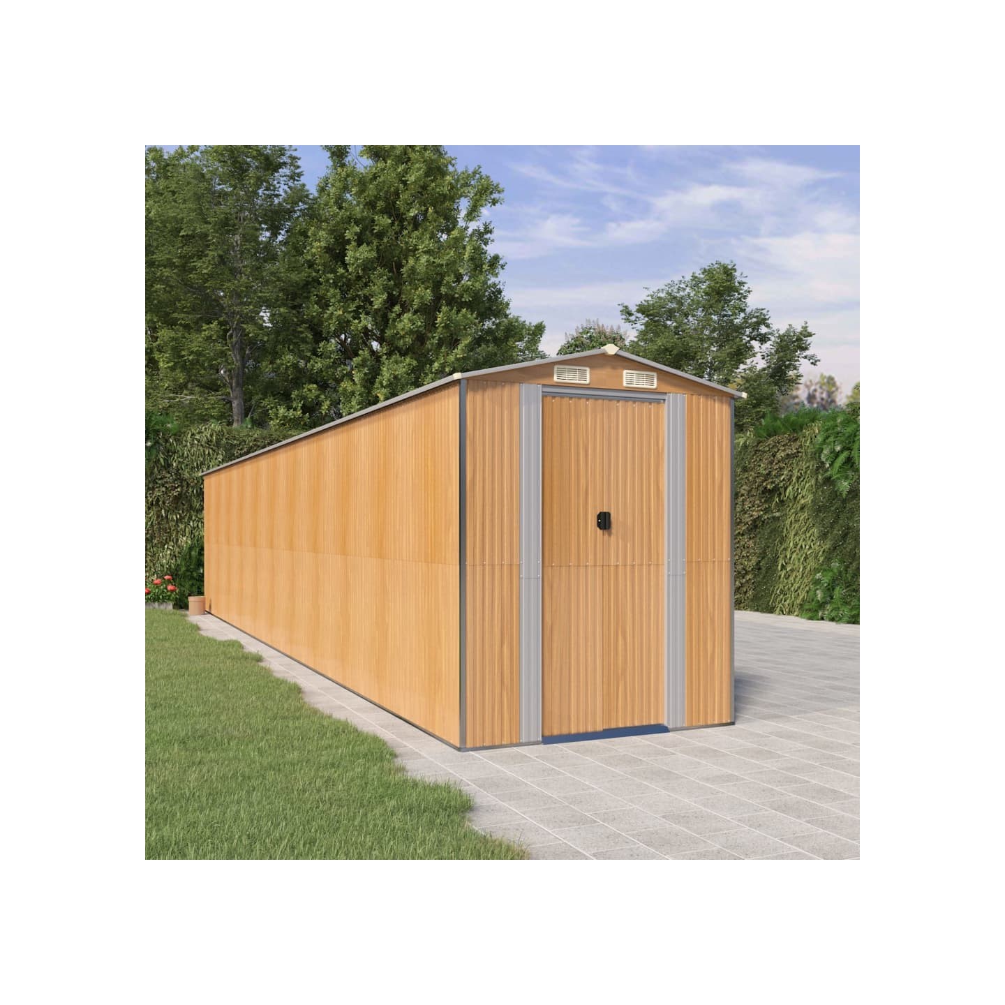 Abri de jardin Marron clair 192x938x223 cm Métal galvanisé