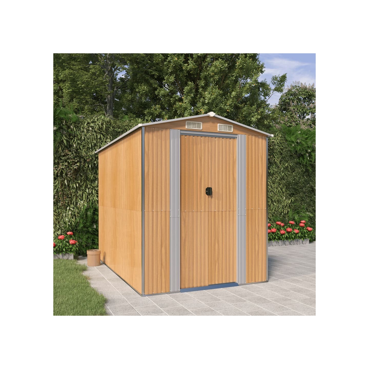 Abri de jardin Marron clair 192x274x223 cm Métal galvanisé