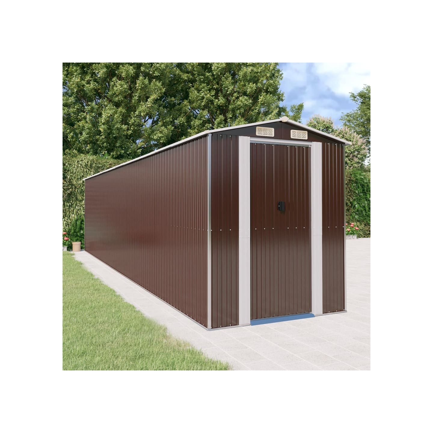 Abri de jardin Marron foncé 192x855x223 cm Métal galvanisé