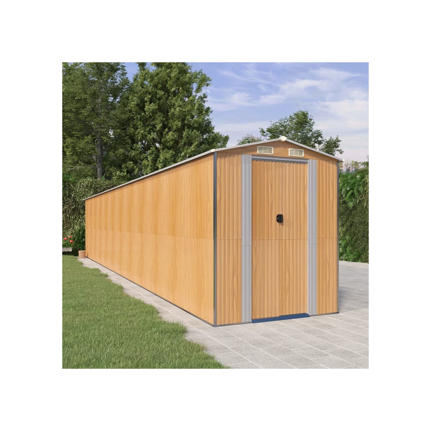 Abri de jardin Marron clair 192x1021x223 cm Métal galvanisé