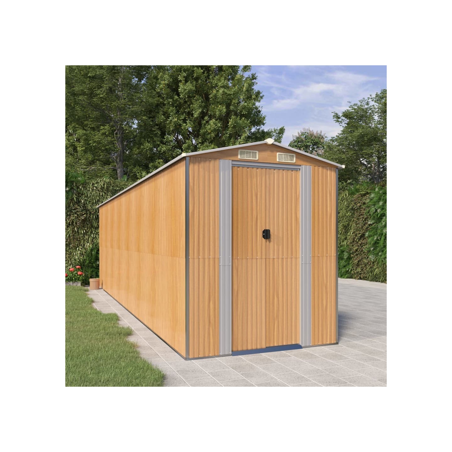Abri de jardin Marron clair 192x689x223 cm Métal galvanisé