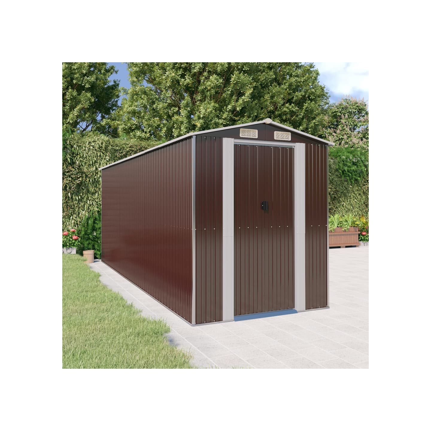 Abri de jardin Marron foncé 192x523x223 cm Métal galvanisé