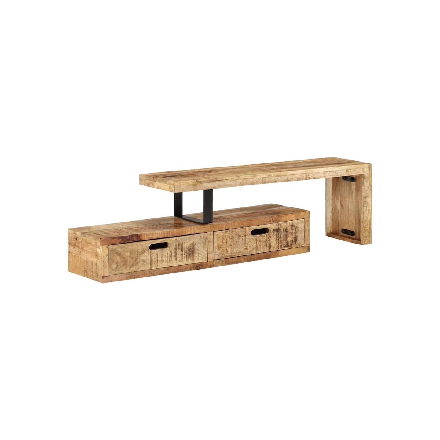 Meuble TV (118-200) x 30 x 40 cm en bois massif de manguier