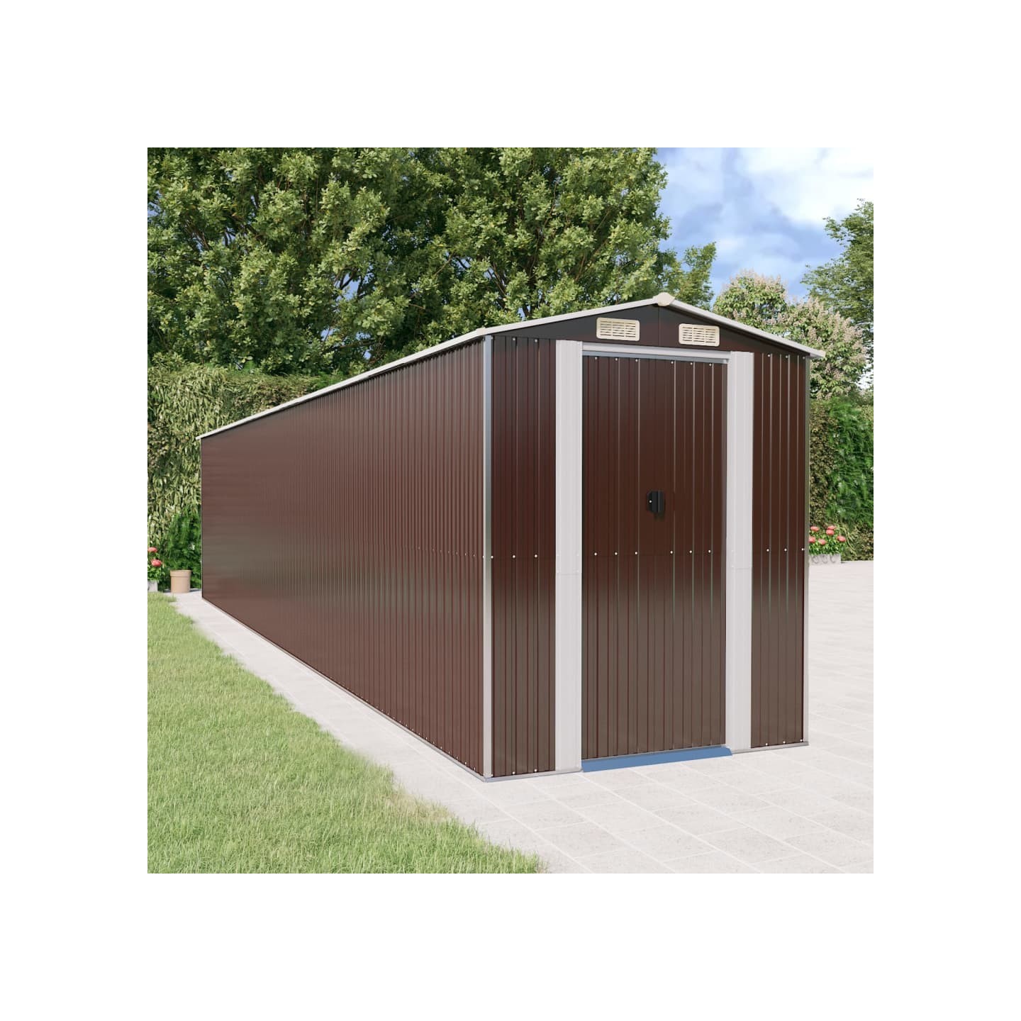 Abri de jardin Marron foncé 192x938x223 cm Métal galvanisé