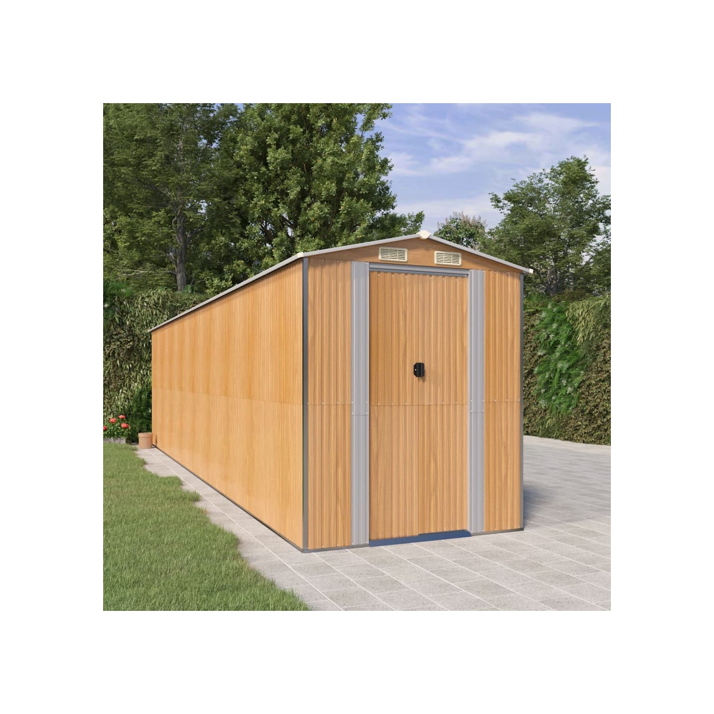 Abri de jardin Marron clair 192x772x223 cm Métal galvanisé