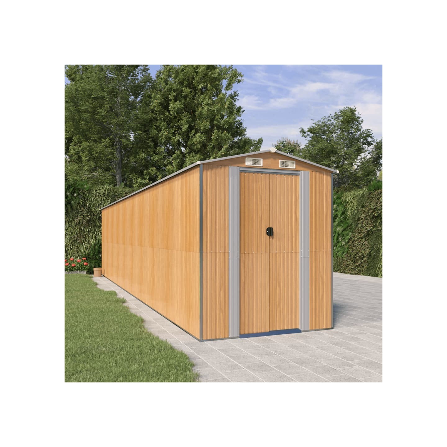 Abri de jardin Marron clair 192x855x223 cm Métal galvanisé