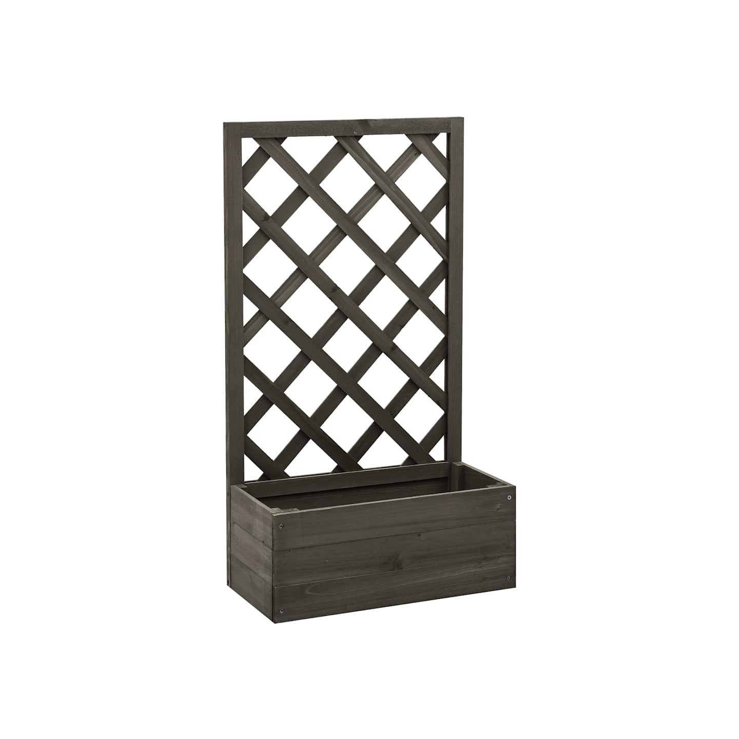 Jardinière à treillis de jardin Gris 50x25x90 cm Bois de sapin