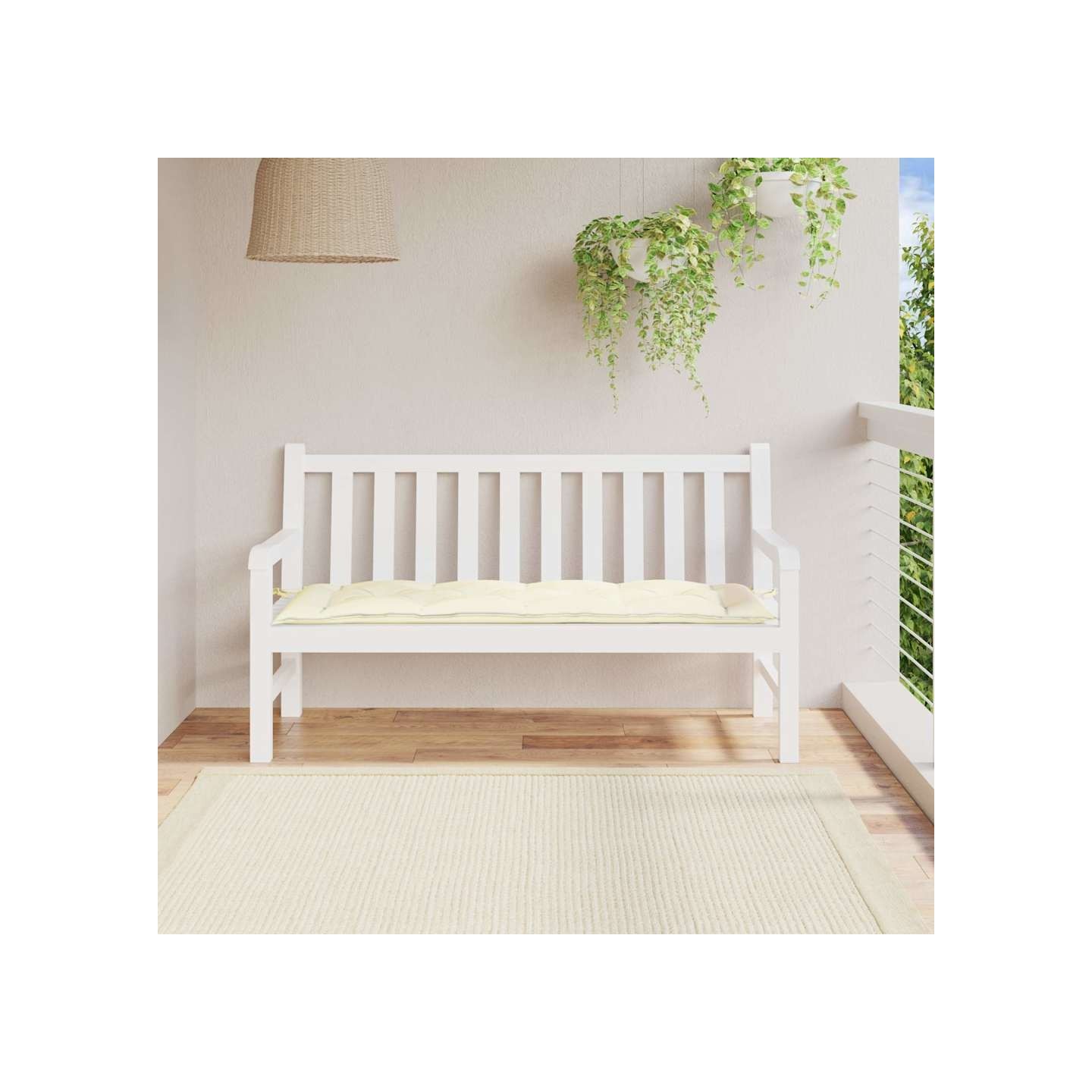 Coussin de banc de jardin blanc crème 150x50x7 cm tissu oxford