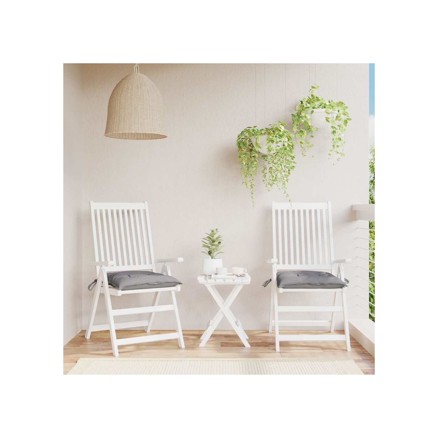 Coussins de chaise lot de 2 gris 50x50x7 cm tissu oxford