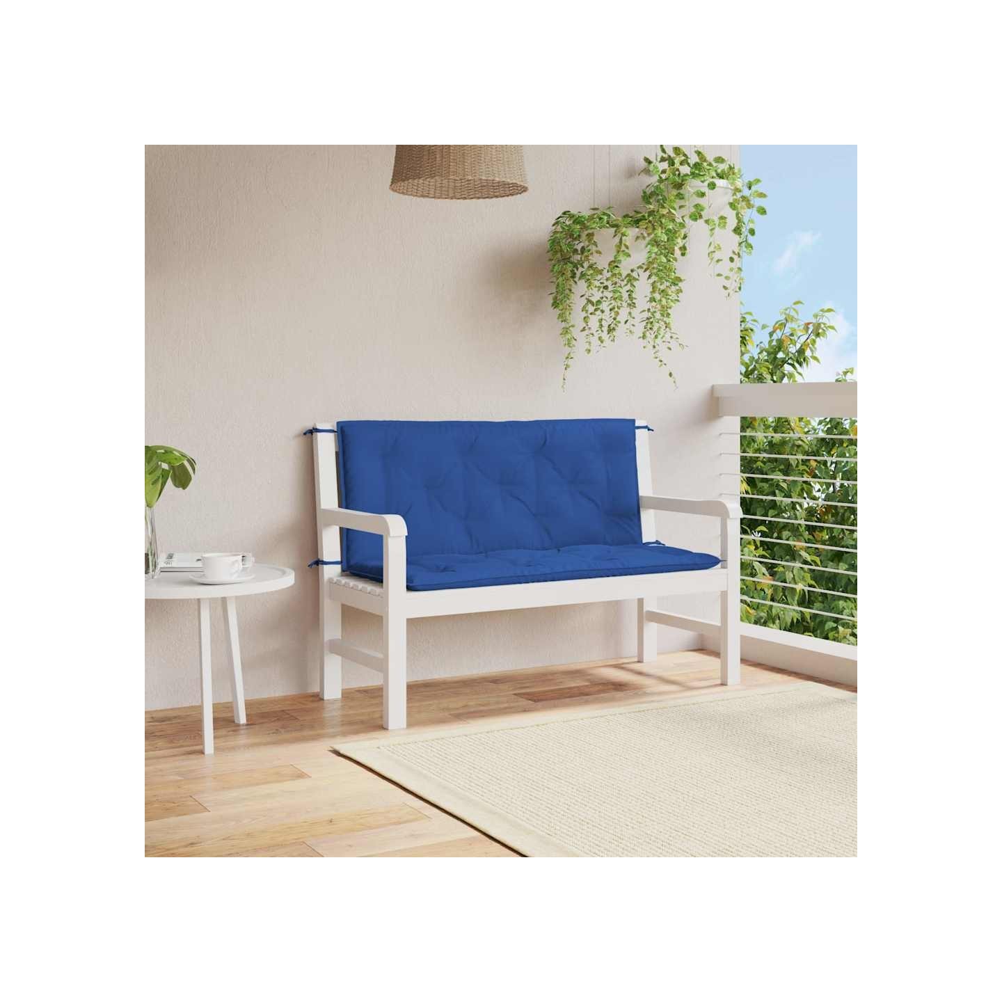 Coussin de banc de jardin bleu 120x(50+50)x7 cm tissu oxford