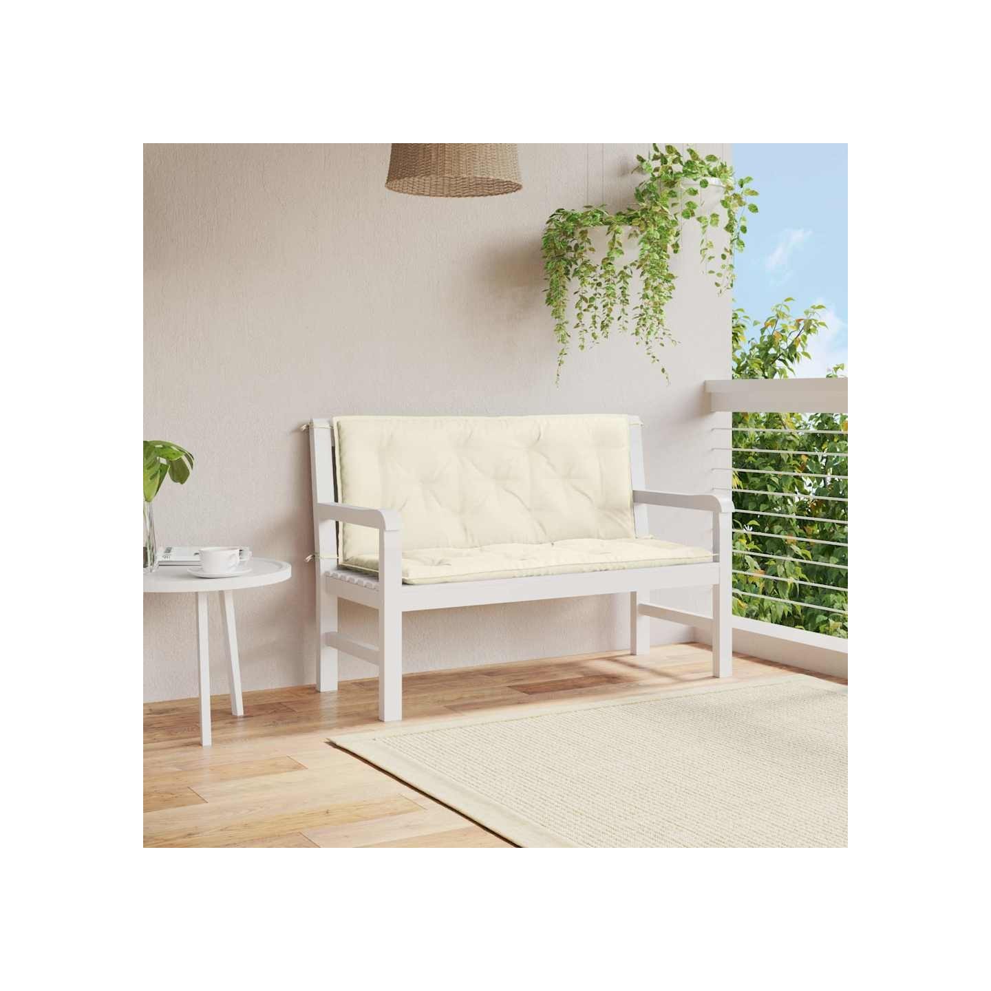 Coussin de banc de jardin blanc crème tissu oxford
