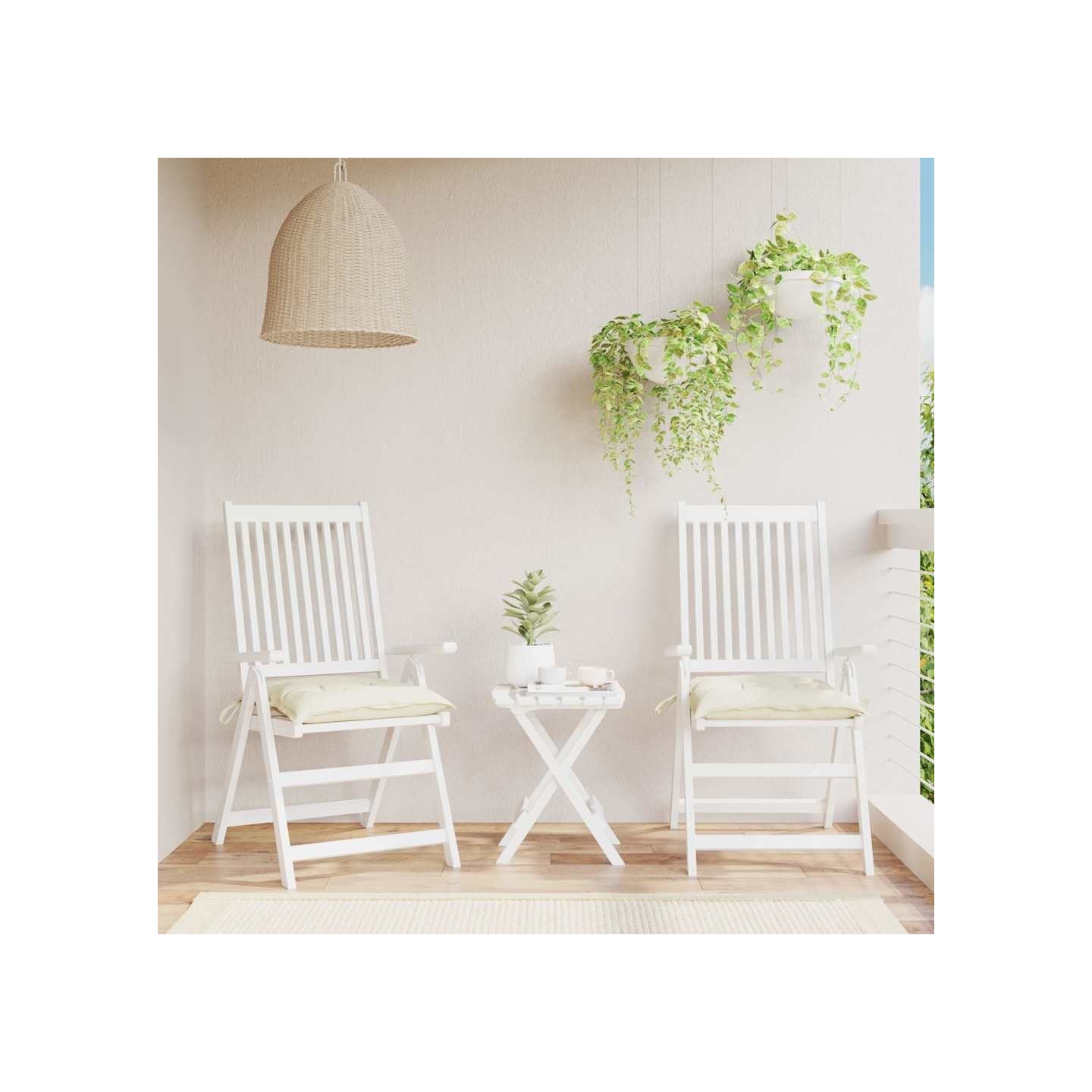 Coussins de chaise lot de 2 blanc crème 50x50x7 cm tissu oxford