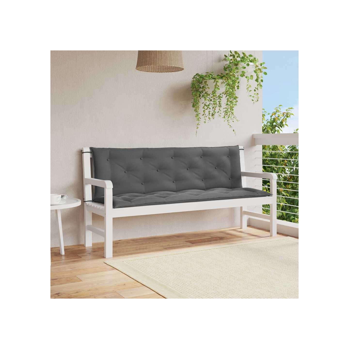 Coussin de banc de jardin anthracite tissu oxford