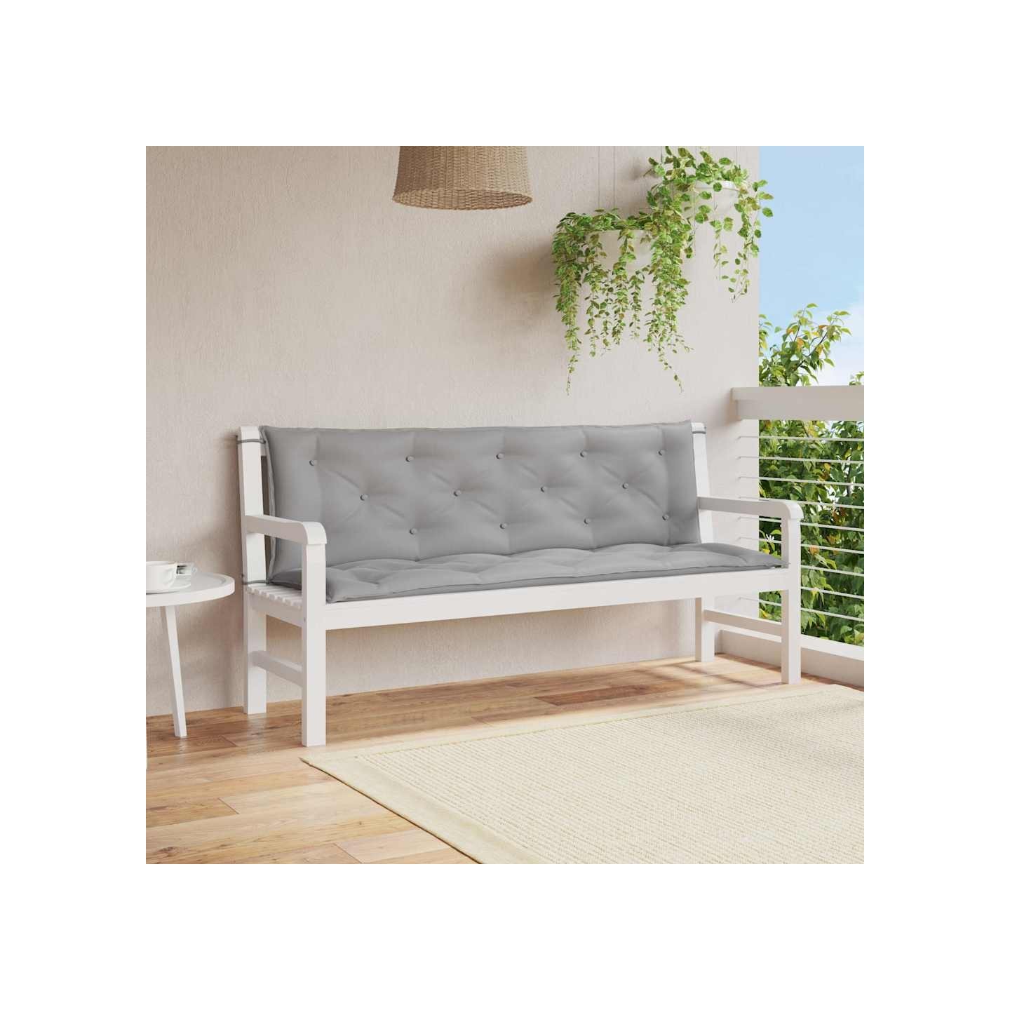 Coussin de banc de jardin gris 150x(50+50)x7 cm tissu oxford