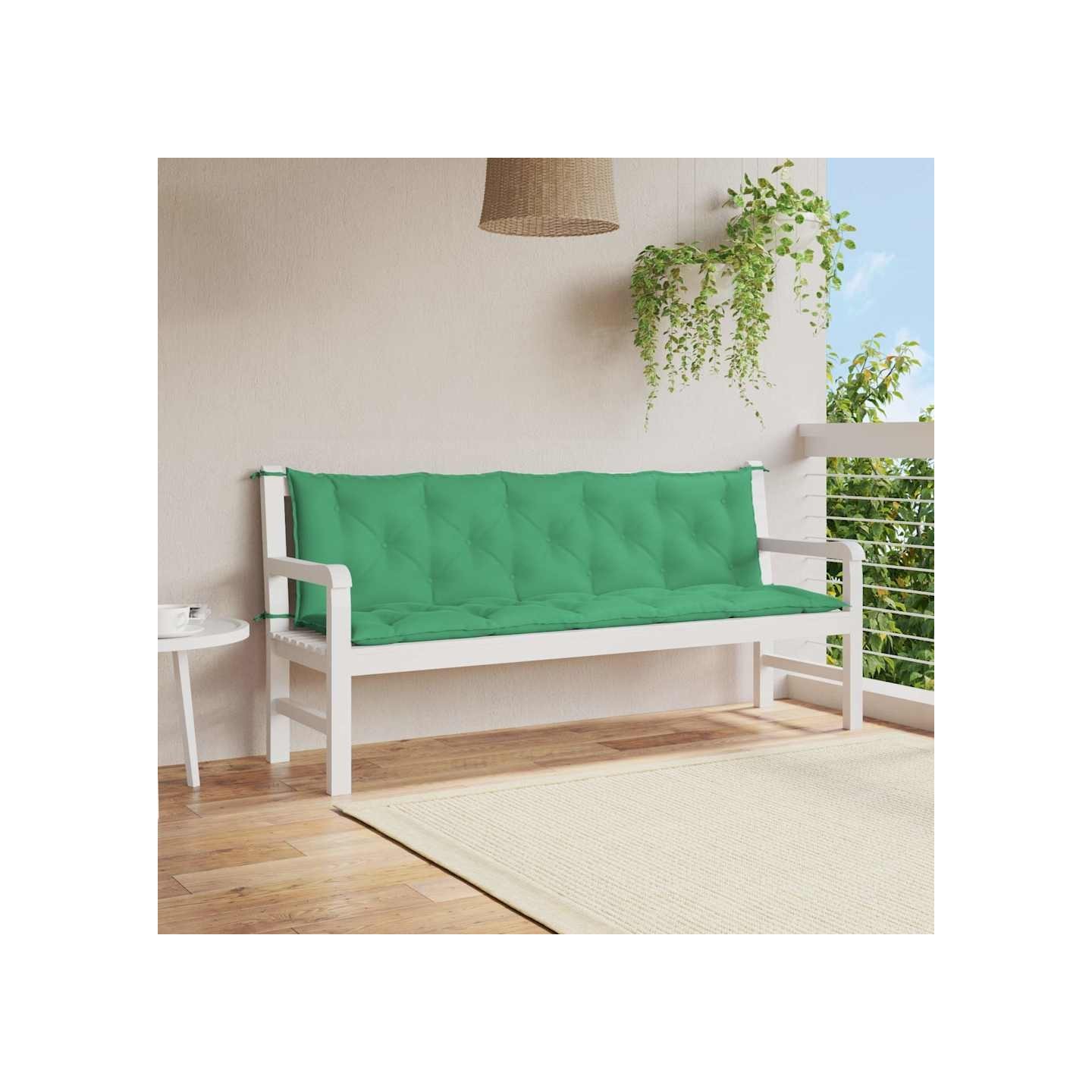 Coussin de banc de jardin vert 180x(50+50)x7 cm tissu oxford