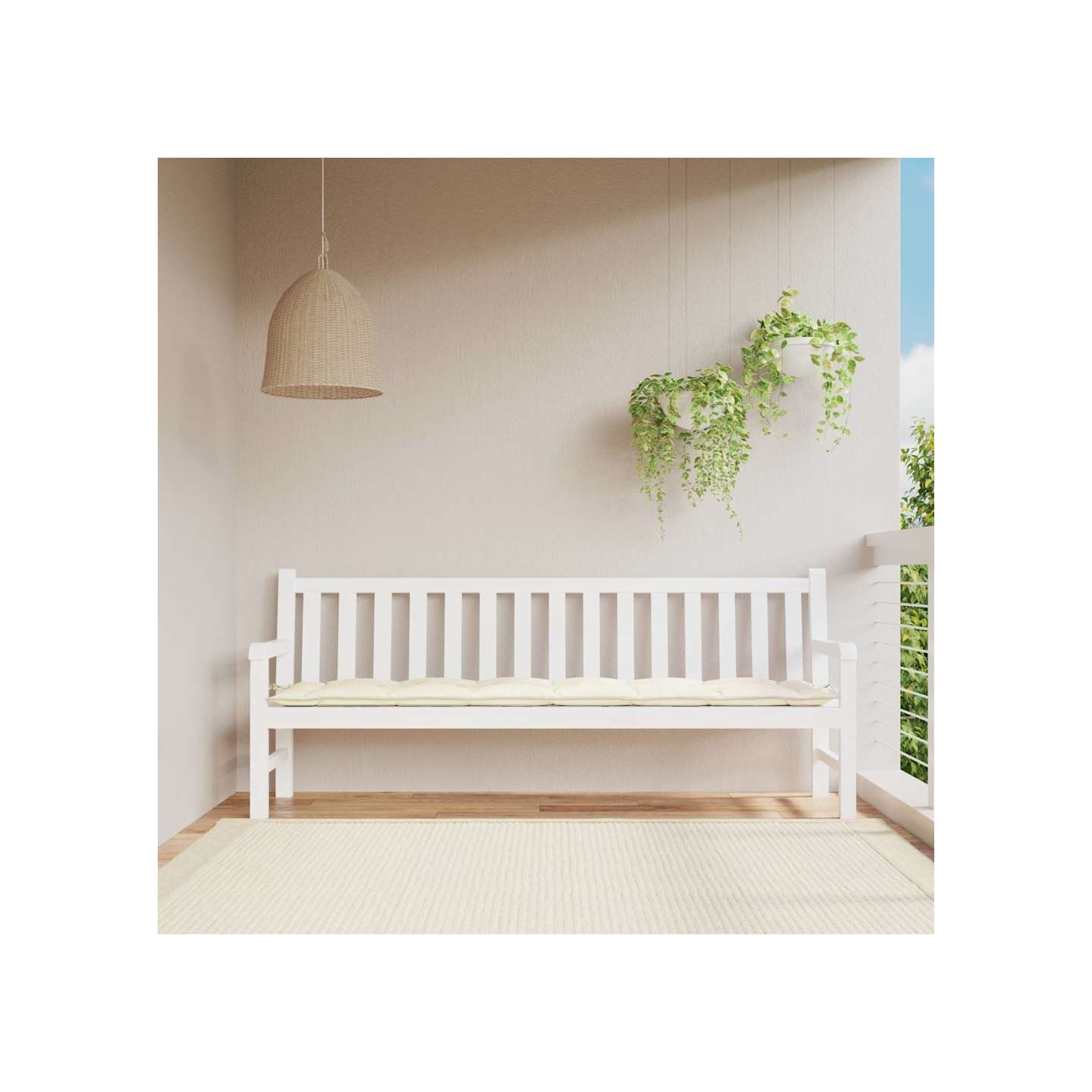 Coussin de banc de jardin blanc crème 200x50x7 cm tissu oxford