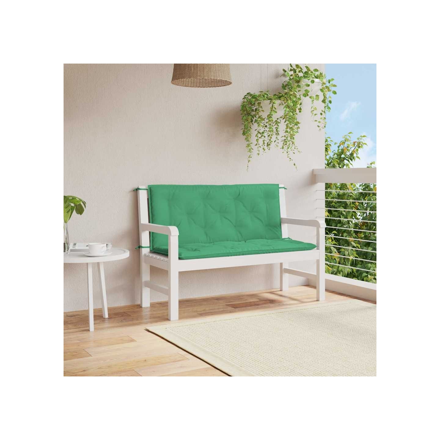 Coussin de banc de jardin vert 120x(50+50)x7 cm tissu oxford