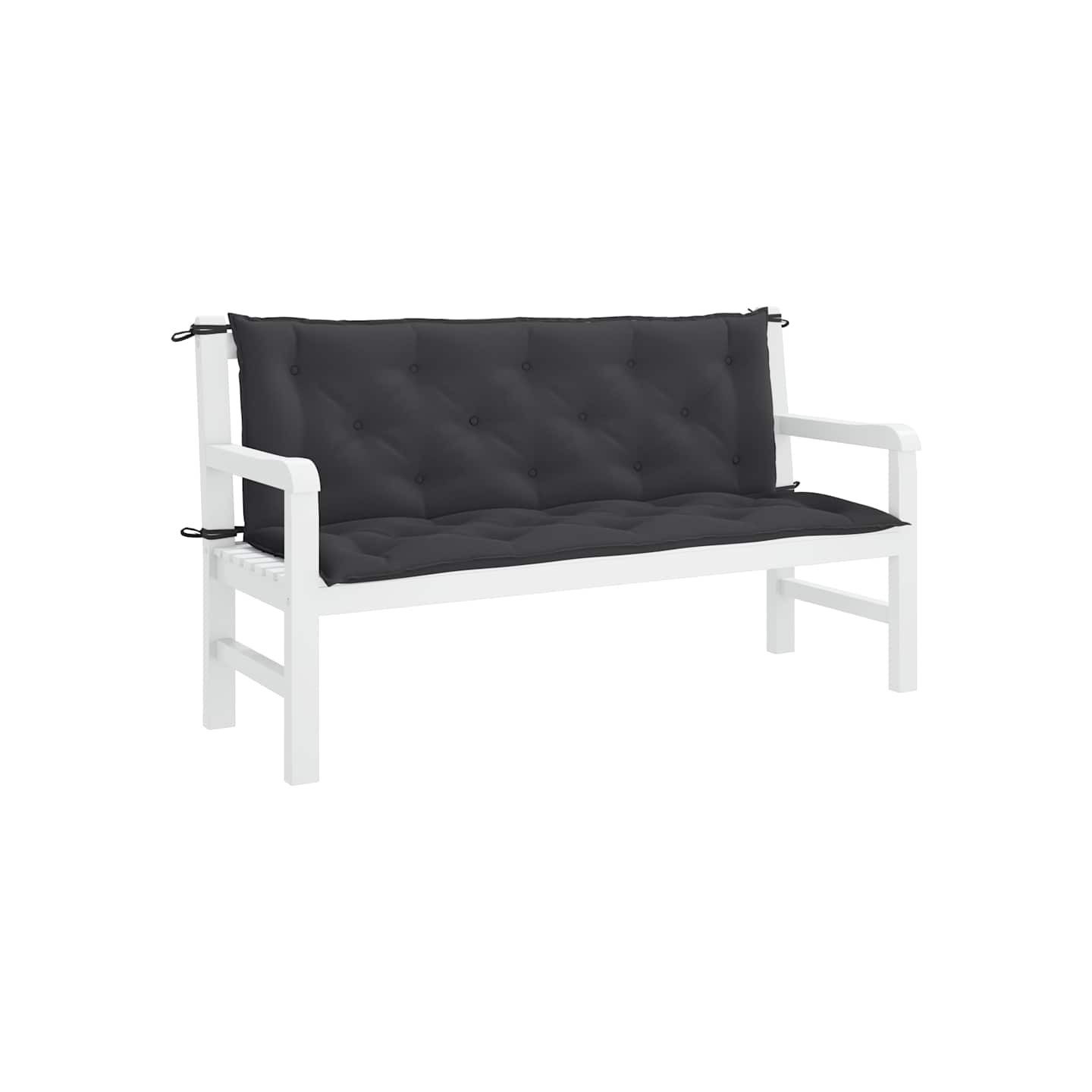 Coussin de banc de jardin noir 150x(50+50)x7 cm tissu oxford