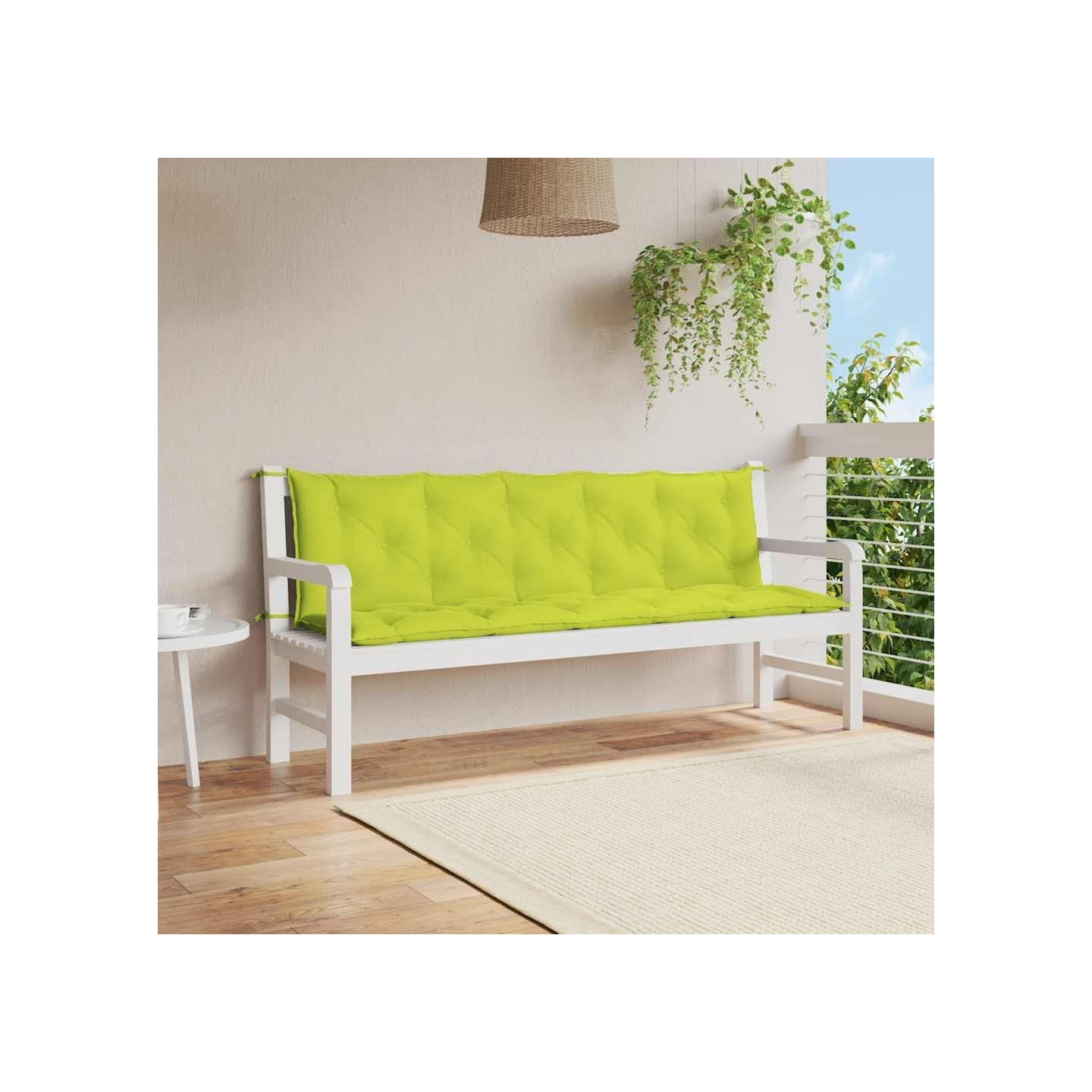 Coussin de banc de jardin vert vif 180x(50+50)x7cm tissu oxford