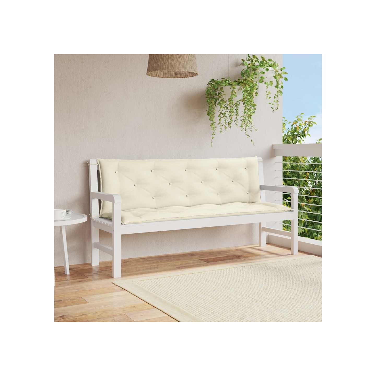 Coussin de banc de jardin blanc crème tissu oxford