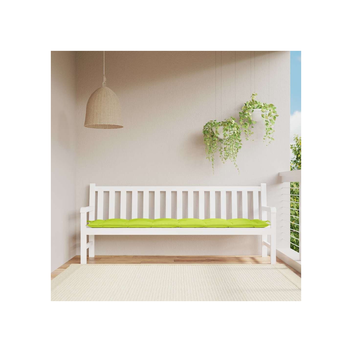 Coussin de banc de jardin vert brillant 200x50x7cm tissu oxford