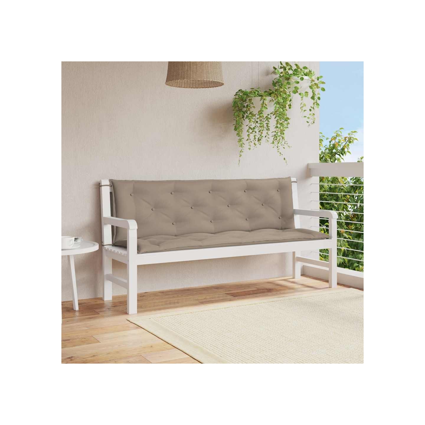 Coussin de banc de jardin taupe 150x(50+50)x7 cm tissu oxford