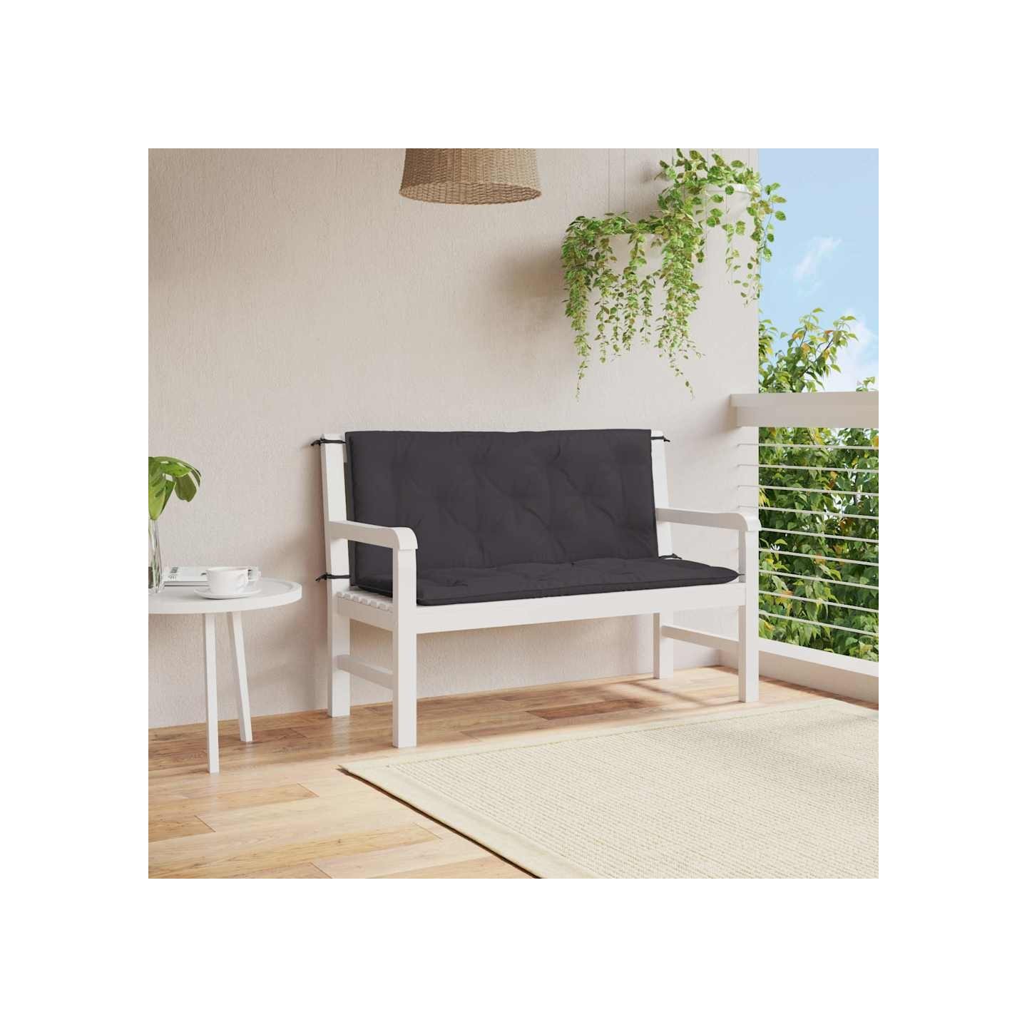 Coussin de banc de jardin noir 120x(50+50)x7 cm tissu oxford