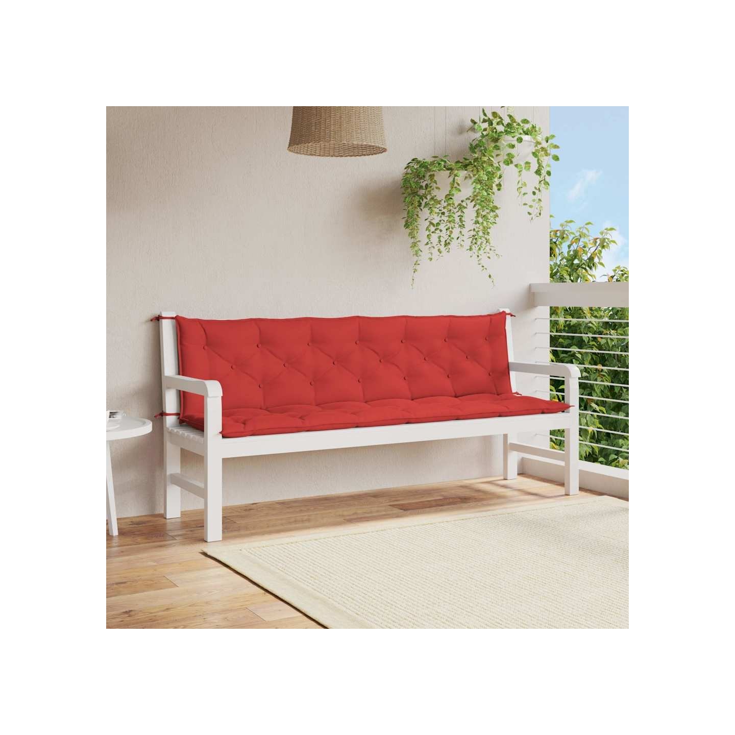 Coussin de banc de jardin rouge 200x(50+50)x7 cm tissu oxford