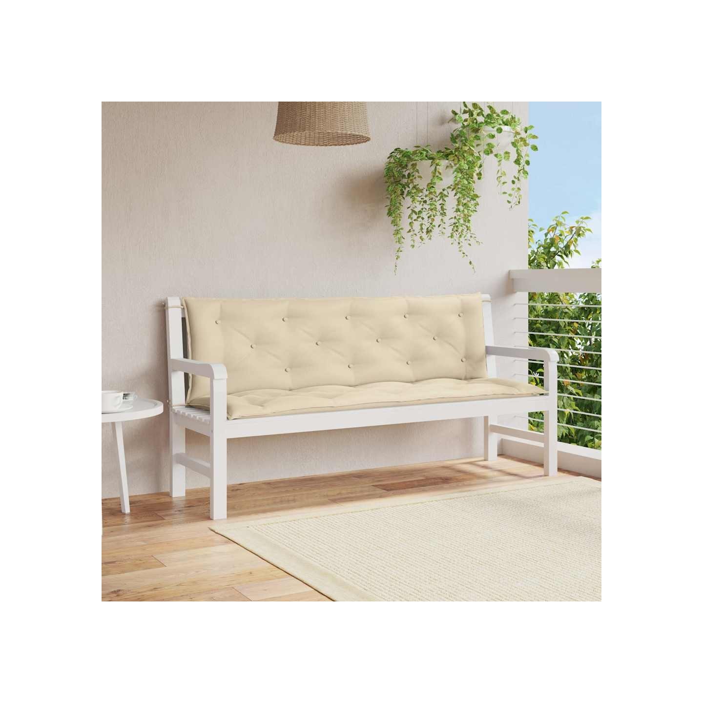 Coussin de banc de jardin beige 150x(50+50)x7 cm tissu oxford